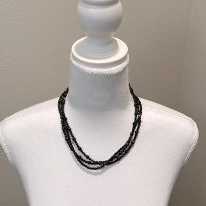 Black bead 3 strand necklace